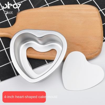 China Detachable cake mould0.8MMThick ckot4Inch mold (anode) aluminum alloy chiffon viable straight heart-shaped movable cake mold for sale