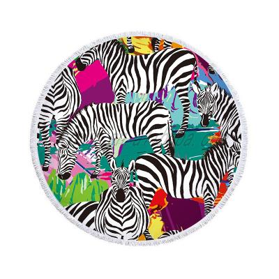 China Personalized Round Compressed Microfiber Zebra Print Your Own Beach Towels for sale