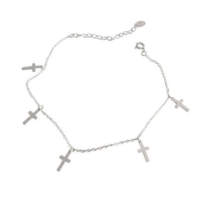 China AEKKI Environment-friendly Soft Personality 925 Sterling Silver Cross Anklet Chain Wind Foot Simple Female Ornaments YH639 for sale