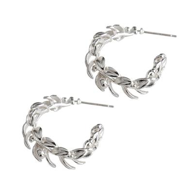 China Korean Edition AEKKI 925 Sterling Silver Ear Studs New Minority Temperament Willow Kitten Leaf Earrings Studs Silver Female Ear Ornaments 288 for sale