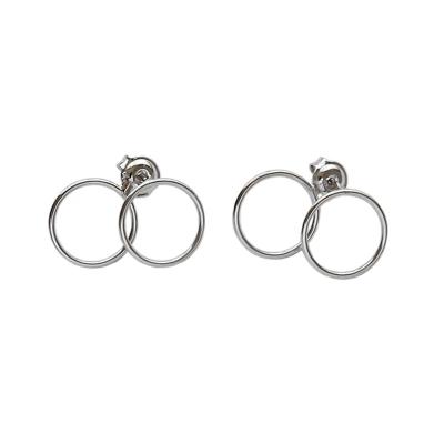 China AEKKI YH338 Sterling Silver Edition Korean Stylish Double Personality Geometric Circle Stud Earrings for sale