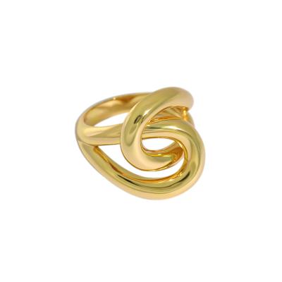 China AEKKI JT449 925 Sterling Silver Heavy Texture Interlaced Gold Plated Korean Ring For Women for sale