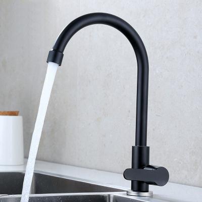 China Fujian HANJOO Faucets Hot Sale 304 Stainless Steel Thermostatic Hot Kind Single Hole Discharge Water Cold Water Kitchen Faucet for sale