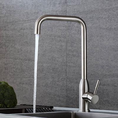 China Factory Wholesale Hot Sale Thermostatic Fujian HANJOO Classic Faucets Square Brushed Sink Water 304 Stainless Steel Kitchen Faucet for sale