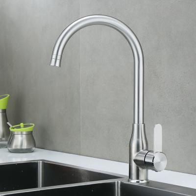 China Hot Selling Faucets Fujian HANJOO Classic Flexible Water Thermostatic Stainless Steel Taps Single Hole Brushed Kitchen Faucet for sale