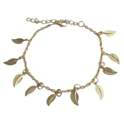 China New Design Fashion Personality Leaf Metal Wild Tassel Anklet Dangling Anklet Female Female for sale