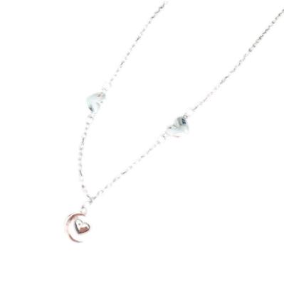 China Best Selling Hiphop Heart Moon Necklace Clavicle Chain Love Heart Necklace Charm for sale