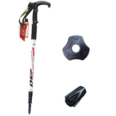 China 2021 Lightweight Telescopic Hiking Rubber Trekking Walking Stick Aluminum Alloy Pole for sale