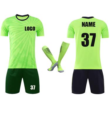 China Sets 21/22 Hot Selling New Design Football Jersey Wholesale New Design Fluorescent Green Uniforms Team Soccer Jersey Football Printing for sale