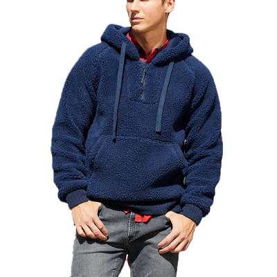 China Winter Hip Hop Fleece Anti-Shrink 100 Velor Zipper Thick Sweatshirt Men's Polyester Hoodies for sale