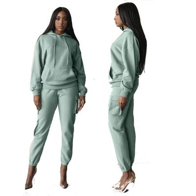 China Hooded Suits Autumn Warm Hoodie Anti-Static Women's Tracksuit Casual Solid Long Sleeve Sports Sweatshirts and Long Pant Two Piece Sets for sale