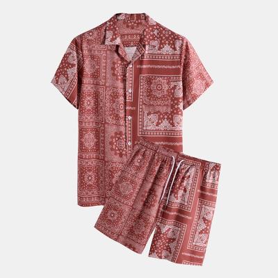 China Wholesale Hot Summer QUICK DRY All Over Sale New Hawaiian Printing Beach Wear Men's Shirts and Shorts Set Size S to 3XL for sale