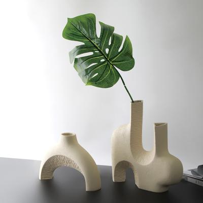 China Nordic Wholesale Resin Ceramic Abstract Vase Europe Modern Minimalist Vase Decoration Flower for sale