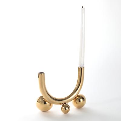 China Wholesale Modern U Shape Metal Candlestick Stainless Steel Decorative Candle Holder for sale