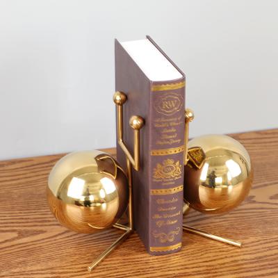 China Modern Custom Study Room Stationery Stainless Steel Bookends Gold Color for sale