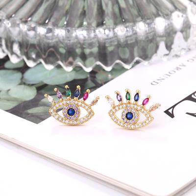 China FASHIONABLE Hot Selling High Quality Korean Wholesale Zircon Butterfly And Evil Eye Stud Earrings For Women for sale