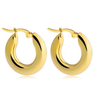 China TRENDY in current stainless steel jewelry 5mm gold circle trendy round thick earrings for women 2021 for sale