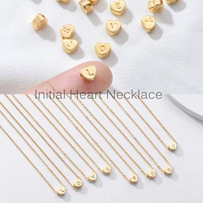 China TRENDY 14K Gold Filled Handmade Letter Heart Necklace For Women Tiny Initial Heart Necklace Pendant for sale