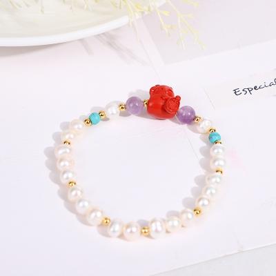 China 18.5cm Lucky Style Carnelian Fashion Ins Pendant Bracelets Lucky Bracelet Natural Pearl Beads for sale