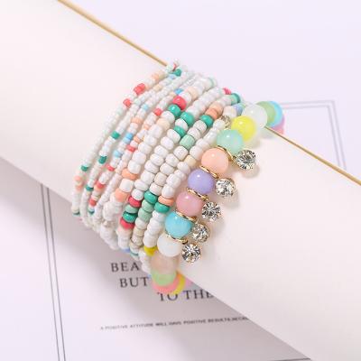 China 2020 Hot Selling BOHEMIA Amazon Women Fashion Accessories Custom Bracelets Bohemian National Style Colorful Stone Bead Bracelet for sale