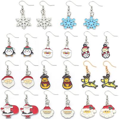 China TRENDY Christmas Gifts 2021 Funny Santa Claus Snowman Christmas Tree Elk Drop Earrings For Women for sale