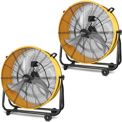 China Hotel Simple Luxury 3 Speed ​​Circulation For Industrial, Commercial, Residential Use 24 Inch Speed ​​Air Metal Drum Height Fans 2 Packs for sale