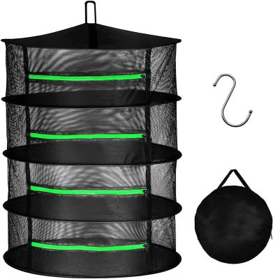 China Farm iPower 2ft Green 4Layer Mesh Hanging Herb Drying Rack Net with Collapsible Heavy Duty Rings, Collapsible Hydroponic Plant for sale