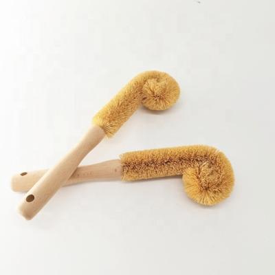 China Beech Wooden Bottle Clean Cup Handle Round Brush Clean Sustainable Kitchen Natural Coconut Fiber for sale