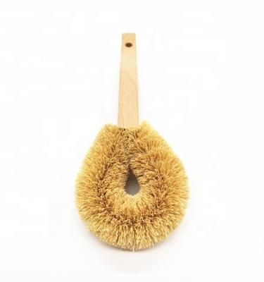 China Sustainable Kitchen Natural Coconut Palm Fiber For Bowl Clean Beech Wood Pot Wavy Clean Brush Strong And Durable for sale