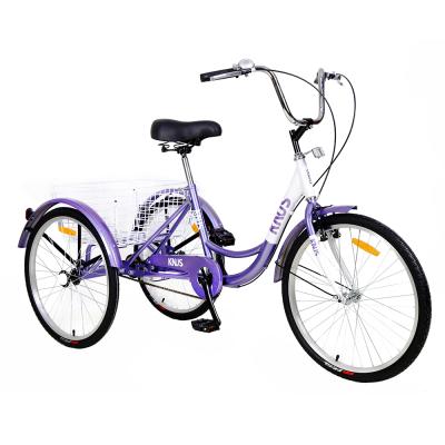 China 24 Inch Steel Frame Speed ​​3 Wheel Cargo Tricycle Rickshaw Adult Single Pedal Tricycles for sale