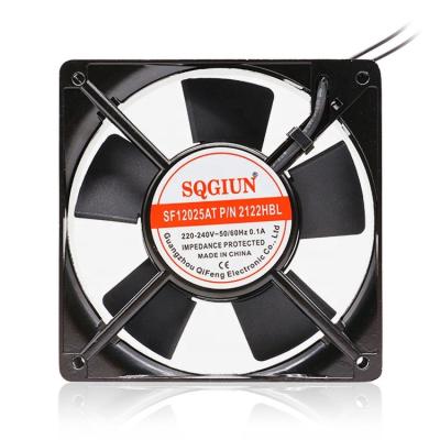 China Factory double 12025 AC 220V 12cm copper motor ball bearing long life ventilation fan axial fan for sale