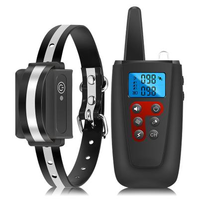 China Amazon Sustainable Hot Selling 1000 Meters Waterproof Pro Rechargeable Vibration Voice Shock Training Dog Collar With Remote for sale