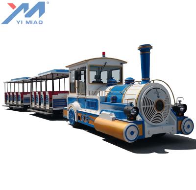 China Theme Park+museum+game center low price size 40 seater big trackless tourist train for amusement park tourist hotel for sale