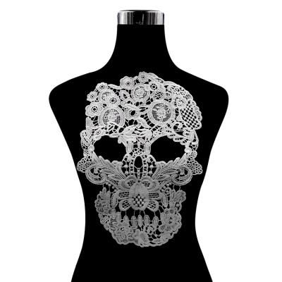 China 3D Skull Milk Bodice Embroidery Lace Diy Silk Fashion Accessories Patches 3D Hollow Polyester Clothing Accessories for sale