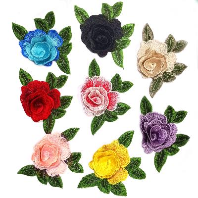 China Minimalist level 3D lace flower color embroidery patch DIY accessories bright pink nationality act the role ofing for sale