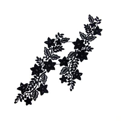 China 3D Chest Flowers Embroidery Lace Up Diy Fashion Accessories Applique Patches Design Custom Hollow Out 3D Polyester Spot Color Apparel for sale