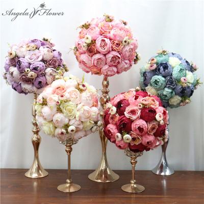 China Wedding Floral Ball 35cm Artificial Flower Ball DIY Wedding Table Centerpiece Decor Handmade Home for sale