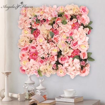 China High Density Flower Wall 50*50cm Artificial Flower Wall Wedding Hotel Home Background Decor for sale