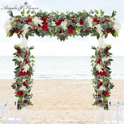 China Wedding Flower Arrangement 1M Wedding Arch Decor Road Lead Artificial Flower Row DIY Rose Peony Hydrangea for sale