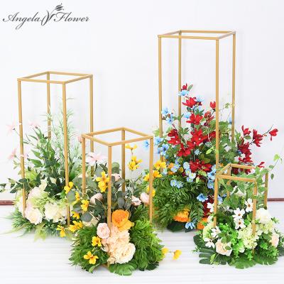 China New Artificial Iron Stand Wedding Props Geometric Road Lead Artificial Flower Stand Creative Wrought Iron Decor for sale