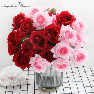 China Silk Flower Bouquet 12 Heads Rose Flower Bouquet For Wedding Home Decor Valentine's Day Gift for sale