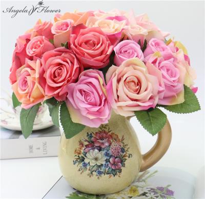 China DIY Rose Flower Bouquet 9 Head Rose Wedding Bridal Bouquets Decoration Wedding Decor Valentine's Day Gifts for sale