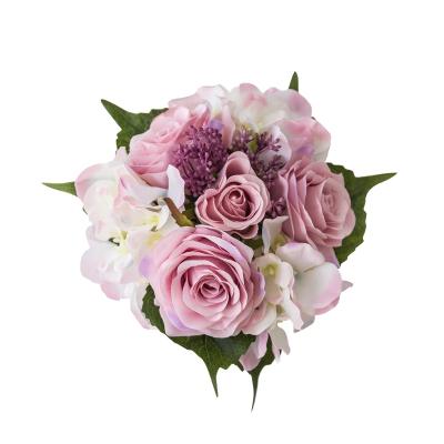 China DIY rose decorative flower bouquet simulation hydrangea bride turnout bouquet home wedding silk rose photography for sale