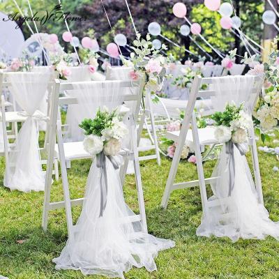 China Handmade bridal chair flower bouquet wedding decor flower group flower bouquet wire + chair back cover for sale