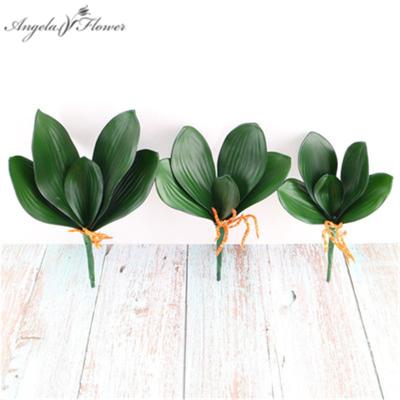 China Plants Grow Leaves Home Decoration Materials Wedding Simulation Feel PU Phalaenopsis Leaf Artificial Flower Leaf for sale