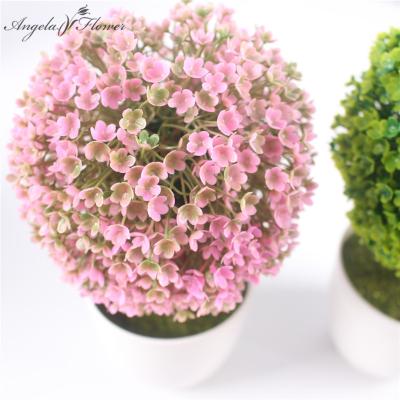 China Flower Bonsai 1 Set Artificial Potted Flower Plants + Ball Vase Decoration For Christmas Home Wedding Gift for sale