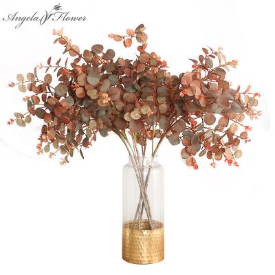 China Autumn Style Flower Branch Eucalyptus Leaf Simulation Silk Plants Branch Party Vase Flower Home Decor for sale