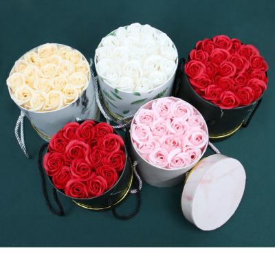 China Soap Flowers Around Tote Bucket Set Everlasting Rose Gift Box Mother's Day Valentine's Day Gift for sale