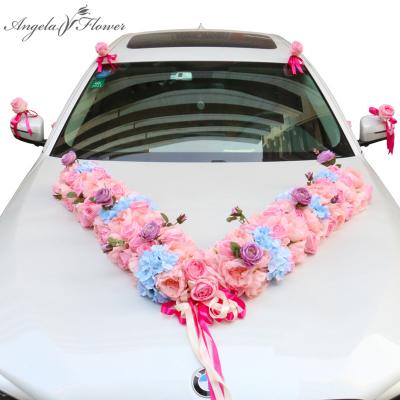 China wedding car decor flower row sets wedding car decor flower artificial flower row set wedding decoration silk flower for sale