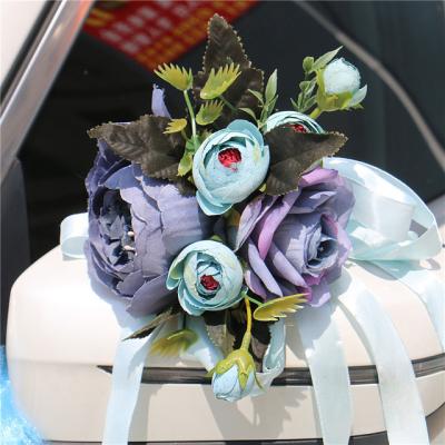 China DIY Flower Head Wedding Decor Car Flower Corsage Hand Flower Accessories Valentine Wreath for sale